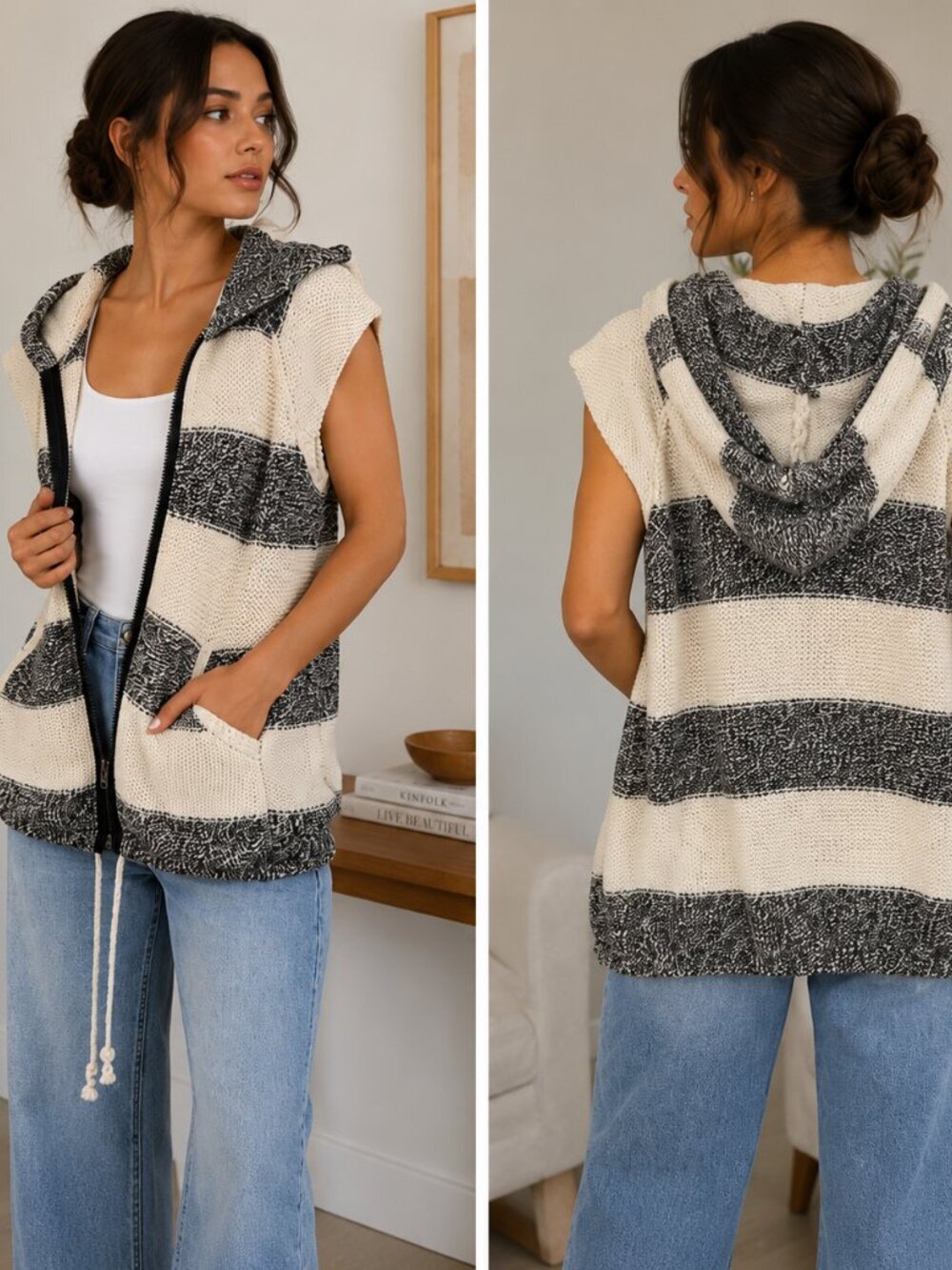 Free People Womens Regatta Hooded Vest Size XS